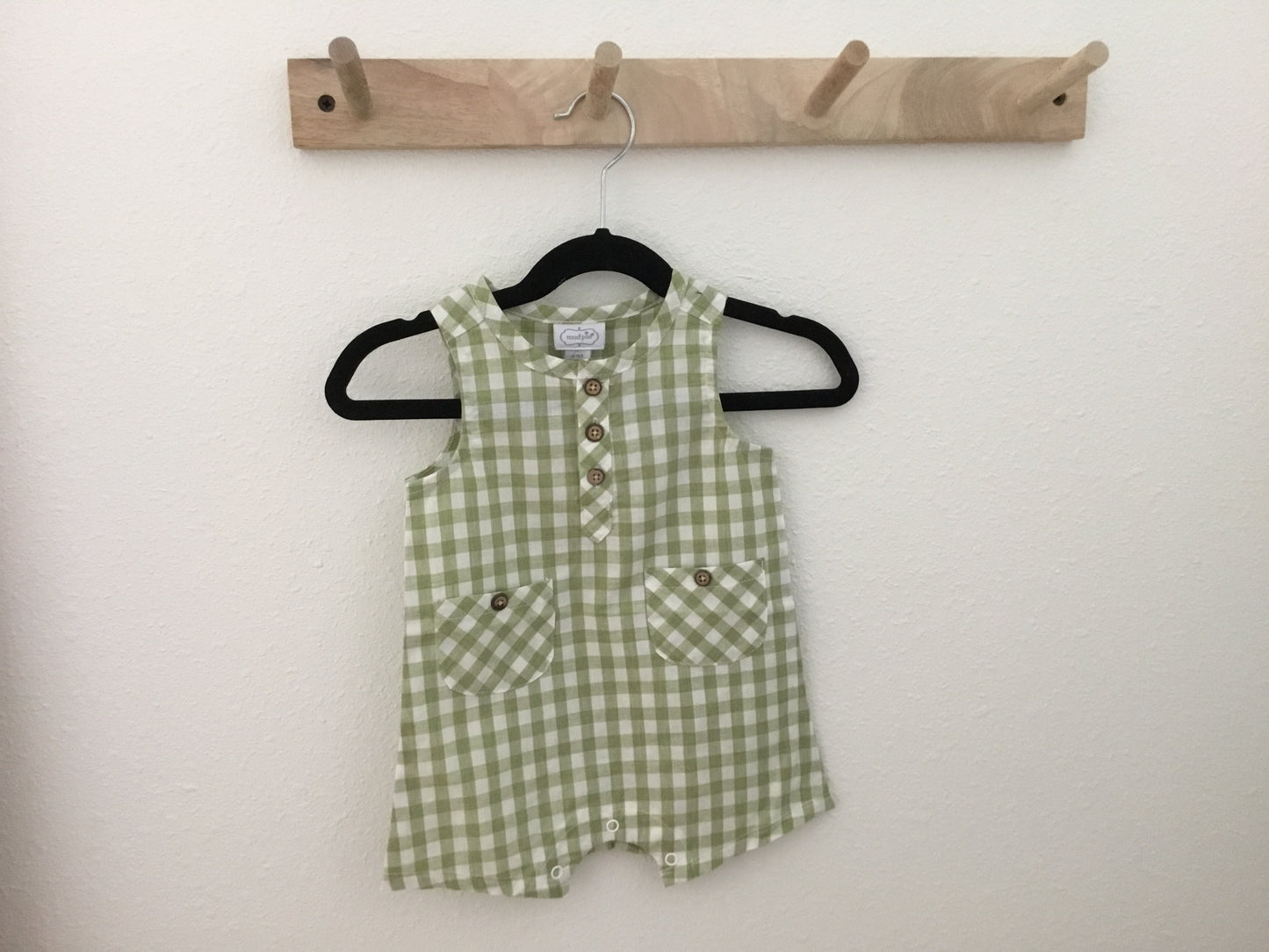 Green Gingham Romper