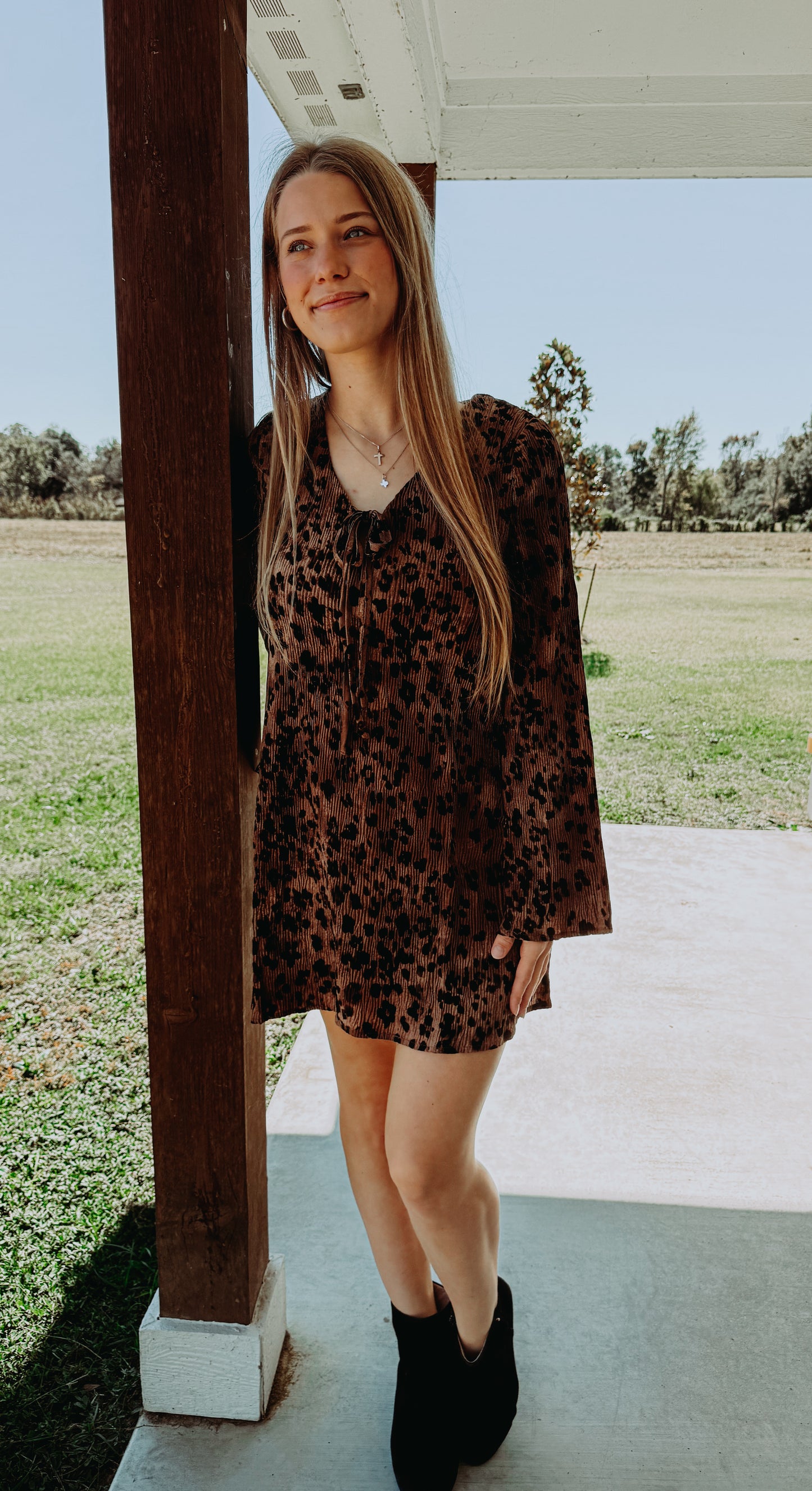 LEOPARD PLEATED DRESS