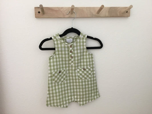 Green Gingham Romper