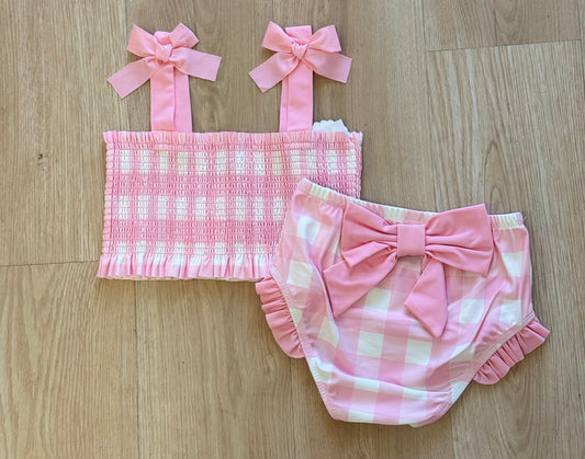 Smocked pink two piece