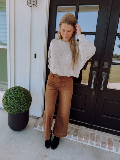 BROWN CROPPED HIGH RISE JEANS