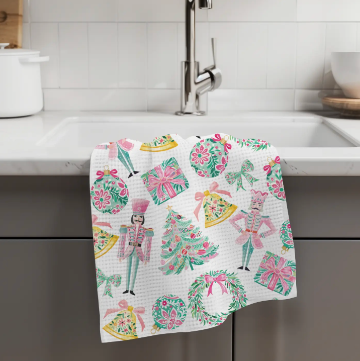 NUTCRACKER PINK CHRISTMAS KITCHEN TOWEL