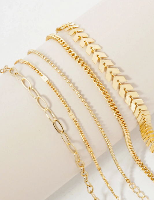 5-PC STACKABLE CHAIN GOLD