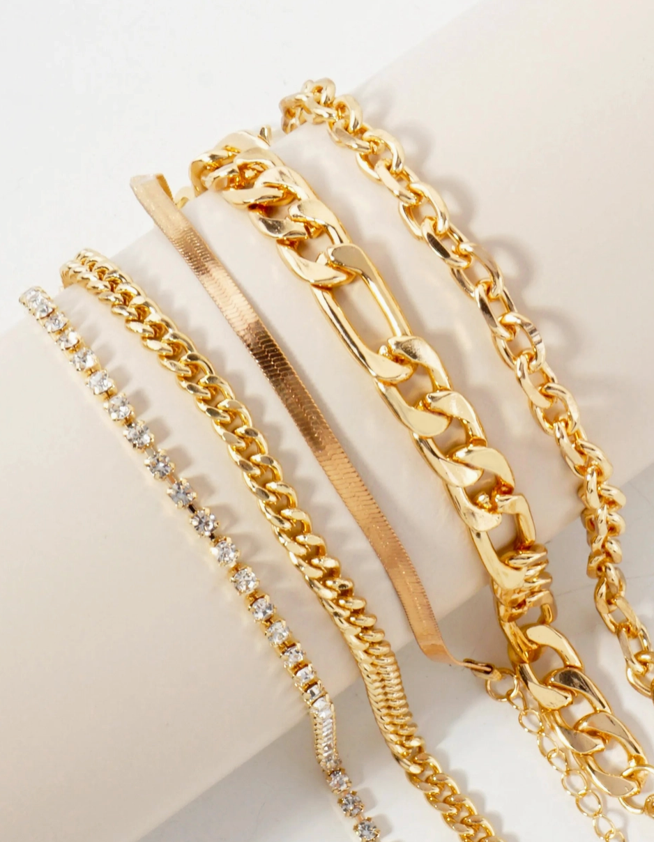 5-PC STACKABLE BRACELET SET GOLD