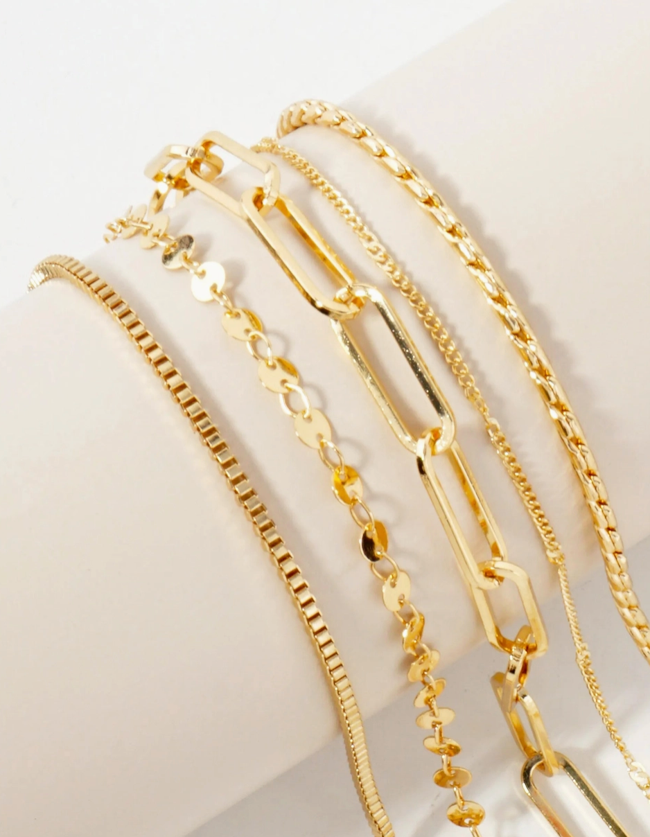 5-PC STACKABLE BRACELET SET GOLD
