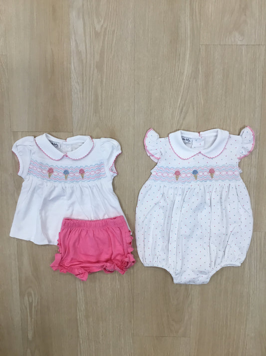 ICE CREAM SMOCKED BUBBLE AND SET